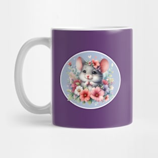 Cute Sweet Mouse Surrounded By Flowers Mug